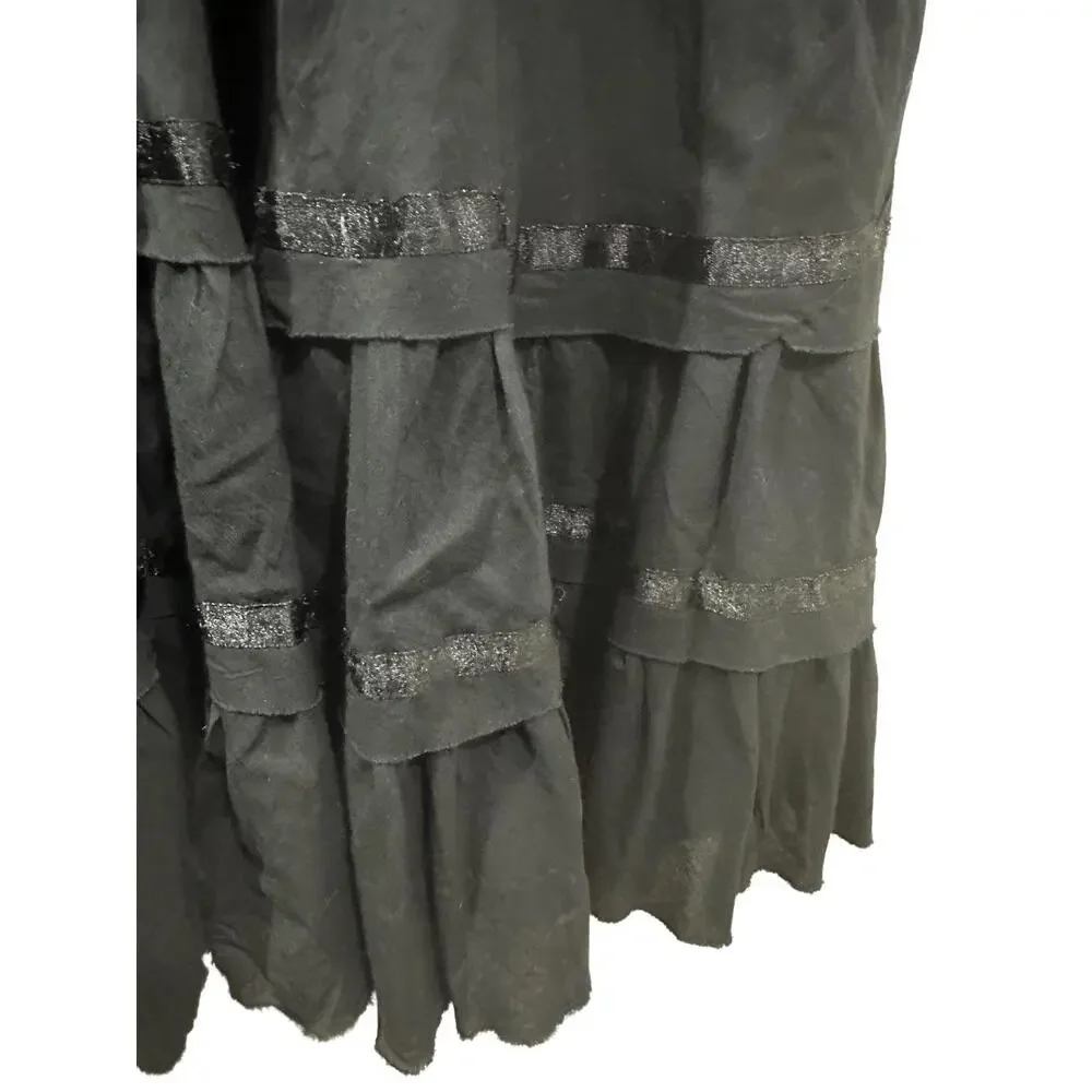 Made in India Ruffle Skirt Womens One Size Black Aline Tiered Elastic Waistband*